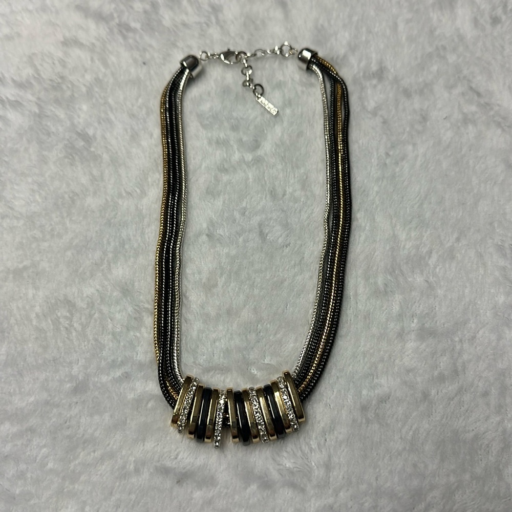 Nine West Tri-Tone Slider Necklace